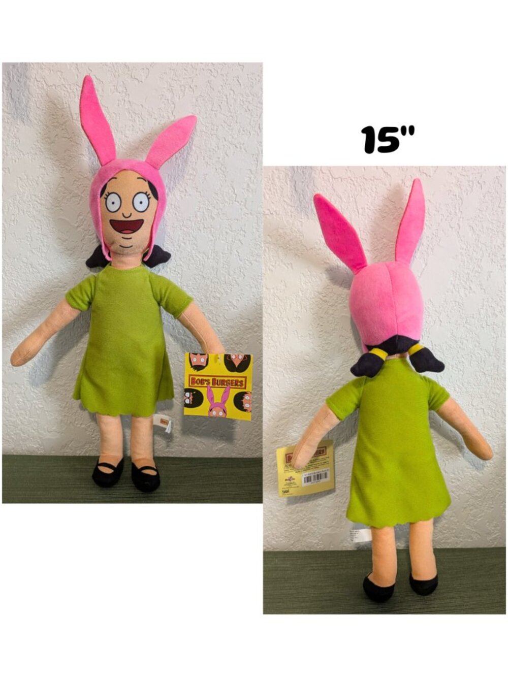 Bob’s Burgers Louise Belcher 15” Plush Doll NWT Pink Bunny Ears Licensed